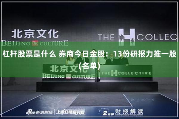 杠杆股票是什么 券商今日金股：13份研报力推一股(名单)