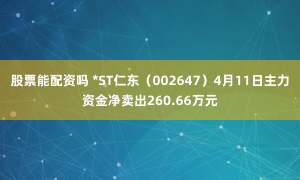 股票能配资吗 *ST仁东（002647）4月11日主力资金净卖出260.66万元