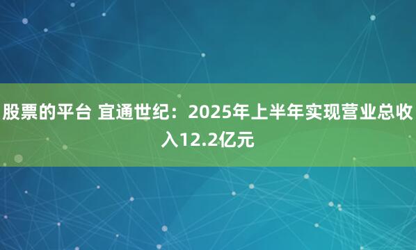 股票的平台 宜通世纪：2025年上半年实现营业总收入12.2亿元