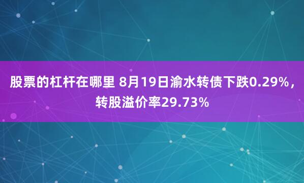 股票的杠杆在哪里 8月19日渝水转债下跌0.29%，转股溢价率29.73%