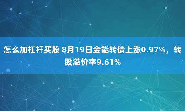 怎么加杠杆买股 8月19日金能转债上涨0.97%，转股溢价率9.61%