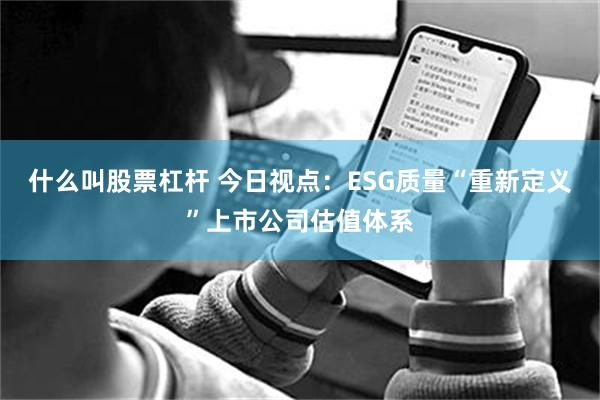 什么叫股票杠杆 今日视点:ESG质量“重新定义”上市公司估值体系